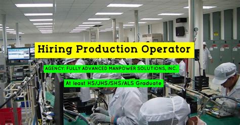 fcie job hiring production operator|Local Hiring: Production Operator for Harmo Technology .